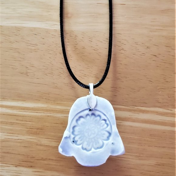 Handmade Ceramic Pale Lilac Darth Vader Pendant Necklace - Picture 7 of 15